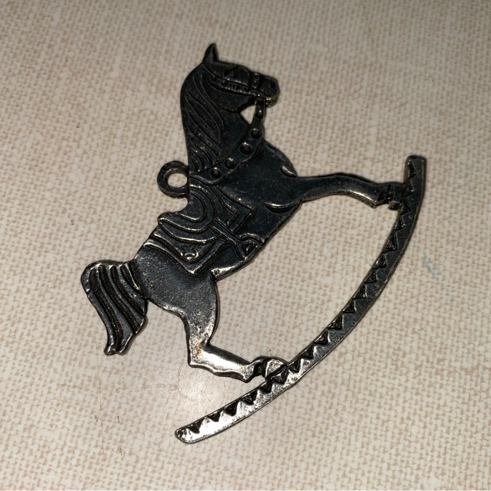 Olde Country Reproductions Pewter Rocking Horse‎ Christmas Ornament